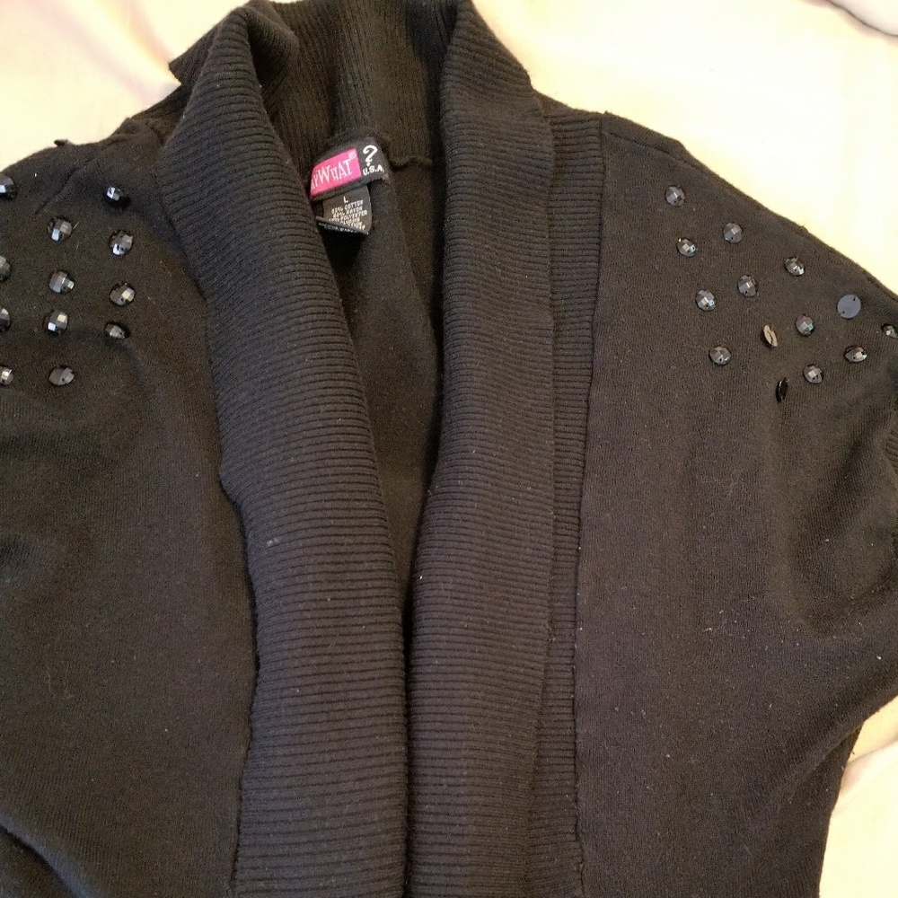 Black jeweled open cardigan - large - Picture 3 of 4